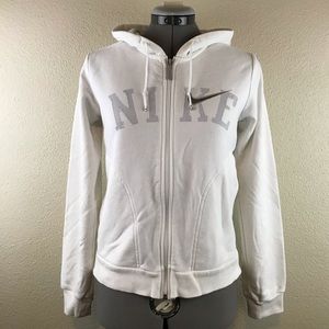 Nike Ivory Gray Zip Up Hoodie Athletic Jacket S